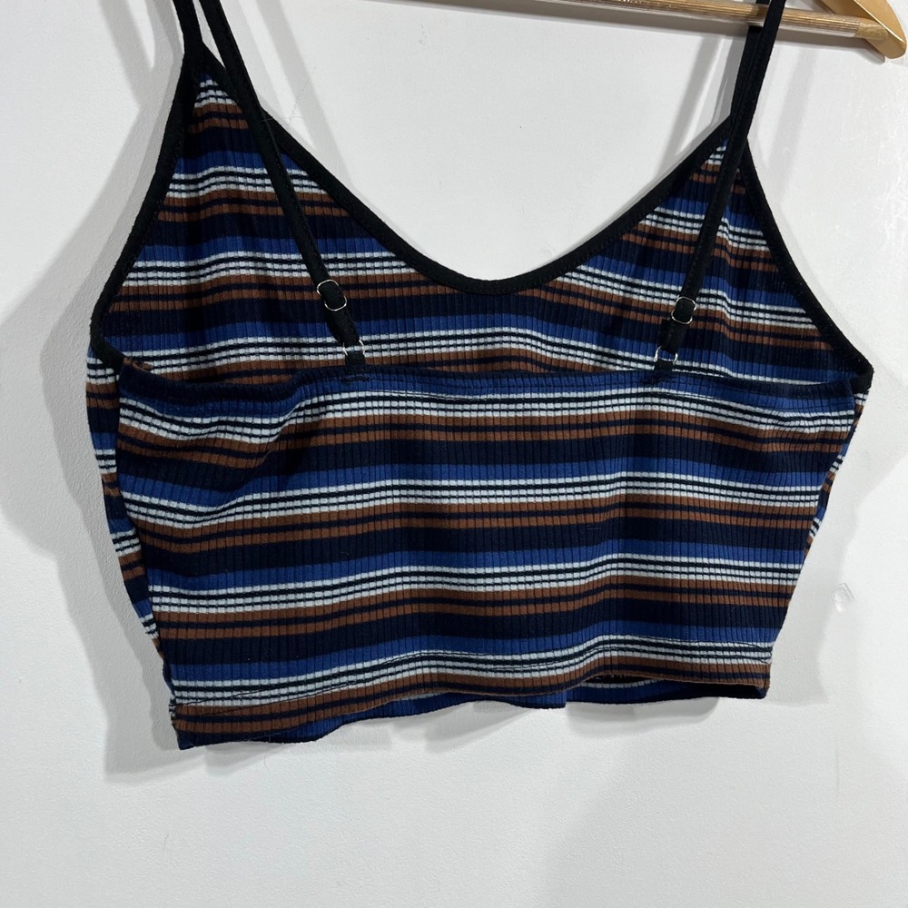 Womens Granola Grunge Striped Ribbed Crop Top Medium 90s Y2K Streetwear Boho - Picture 4 of 9